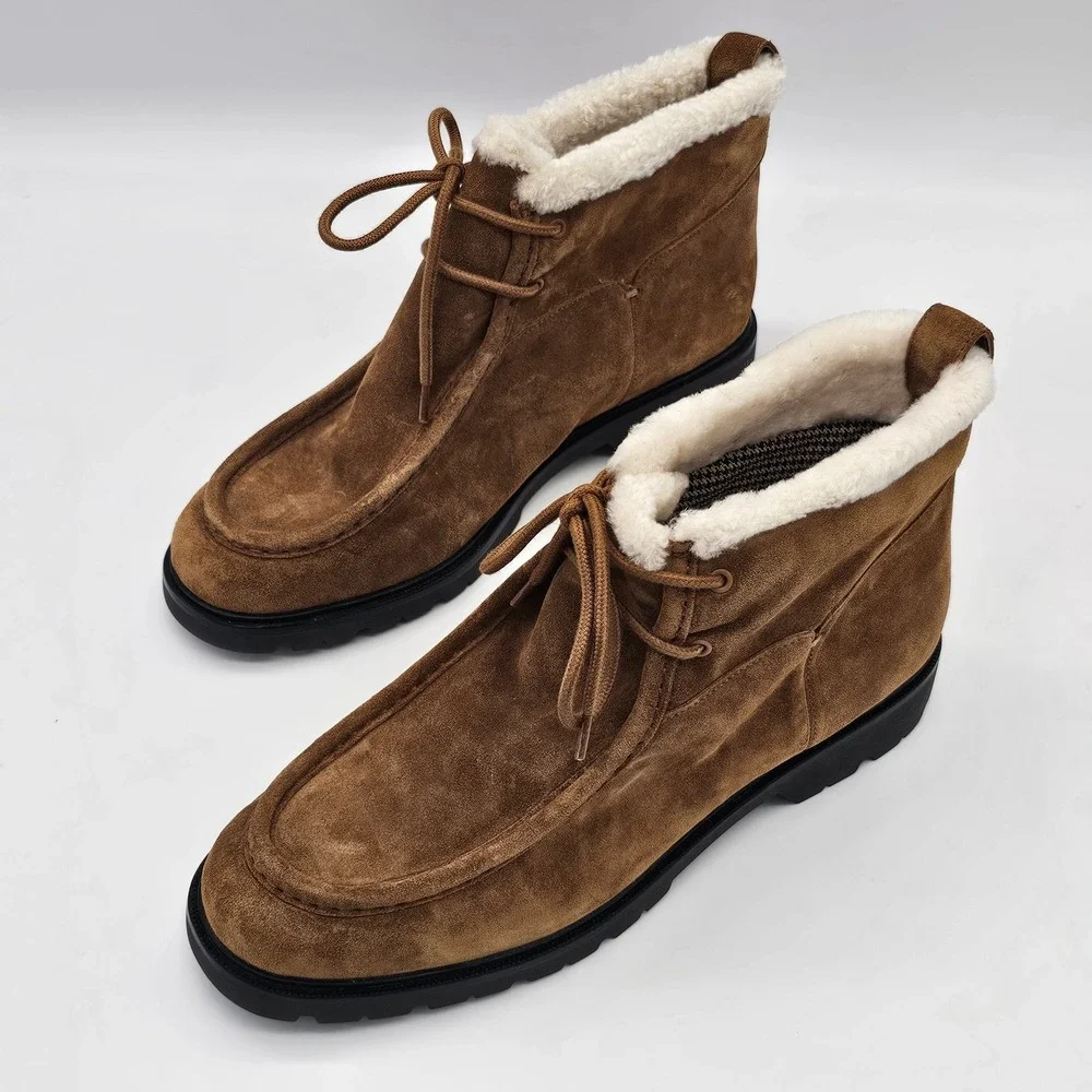 Vince Sierra Boots Women 11 Brown Suede Plush Water Repellent Shearling Lug Sole